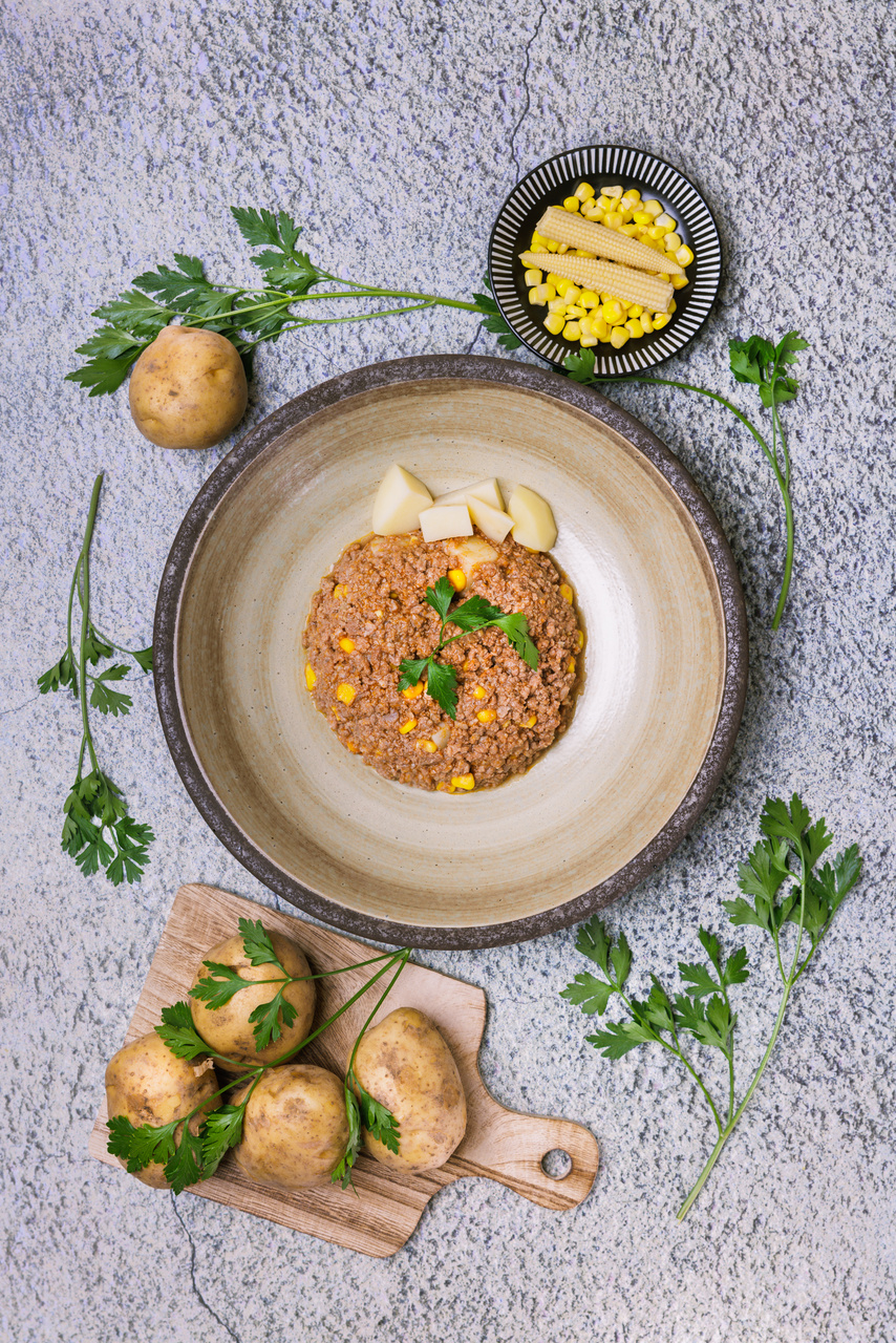 CARNE MOIDA COM BATATAS DUPLO <hr>(380 grs)